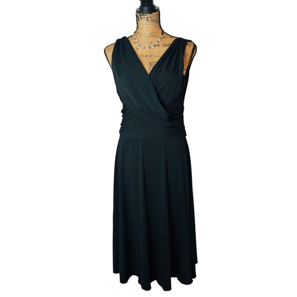 Rabbit Rabbit Rabbit Designs Dresses & Skirts - Rabbit Rabbit Rabbit Womens Black Dress 8 Sleeveless Surplice Wrap Midi Stretch